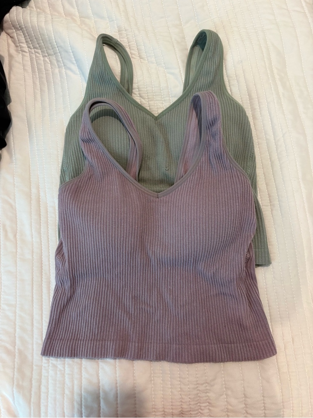 Altar'd State Ribbed V-Neck Tank Tops in Sage Green and Mauve